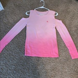 long sleeve cut out shoulder top